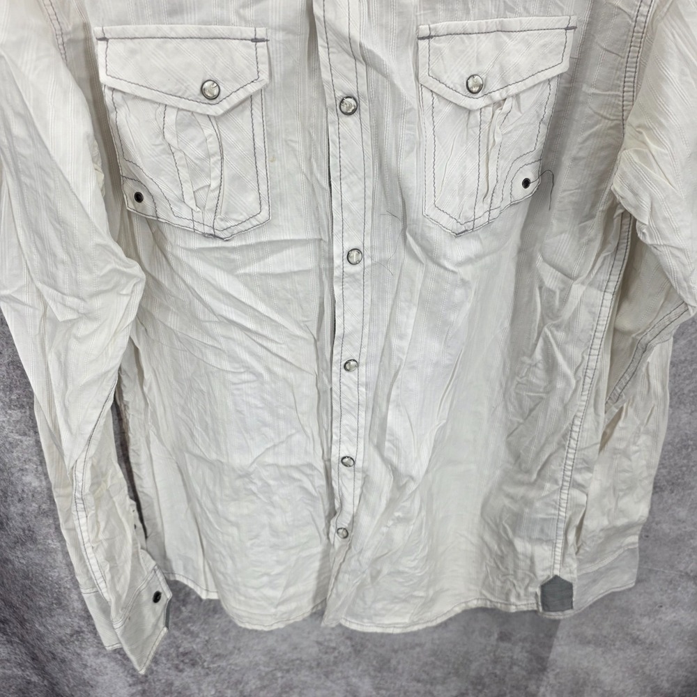 BKE Buckle Western Shirt Mens Large White Pearl Snap Athletic Fit Cowboy Rodeo* - Picture 2 of 12